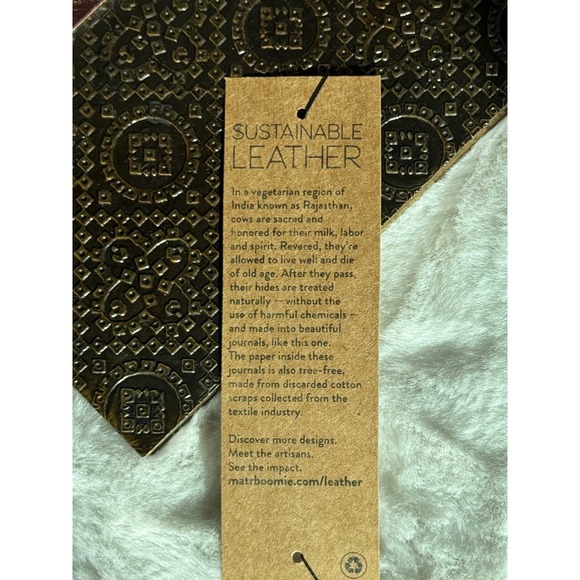 Matr Boomie Sustainable Leather Journal Embossed Cover Red Spine Blank Pages - Picture 3 of 5